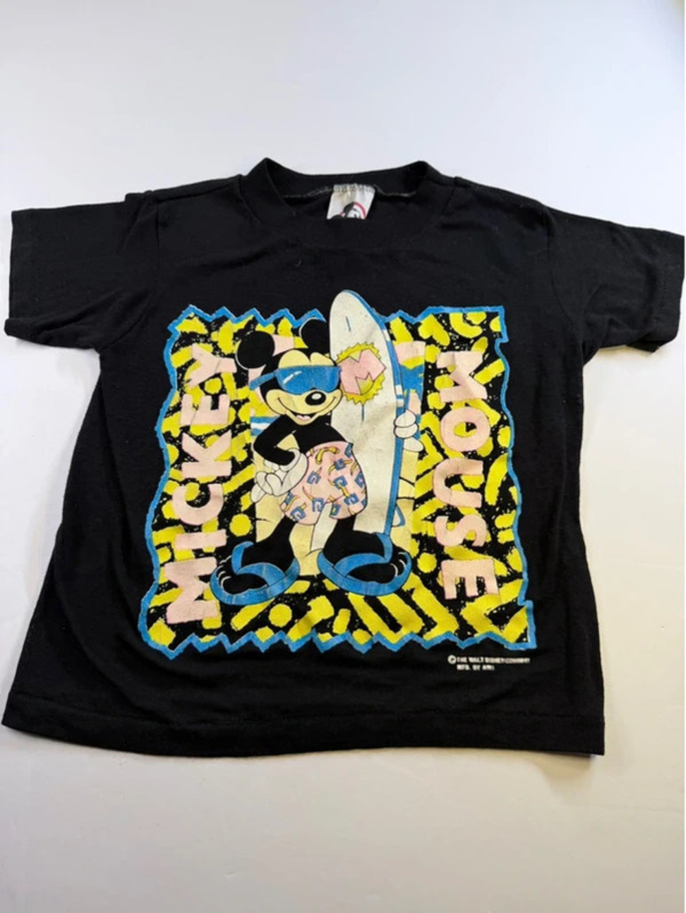 Vintage Mickey Mouse Surfing T-Shirt 80s 90s Walt Disney Company Size 3T